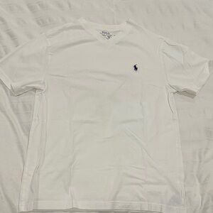 Polo by Ralph Lauren Men's White Tee with Blue Logo